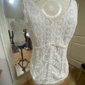 Ann Taylor Cream Crochet Summer Top